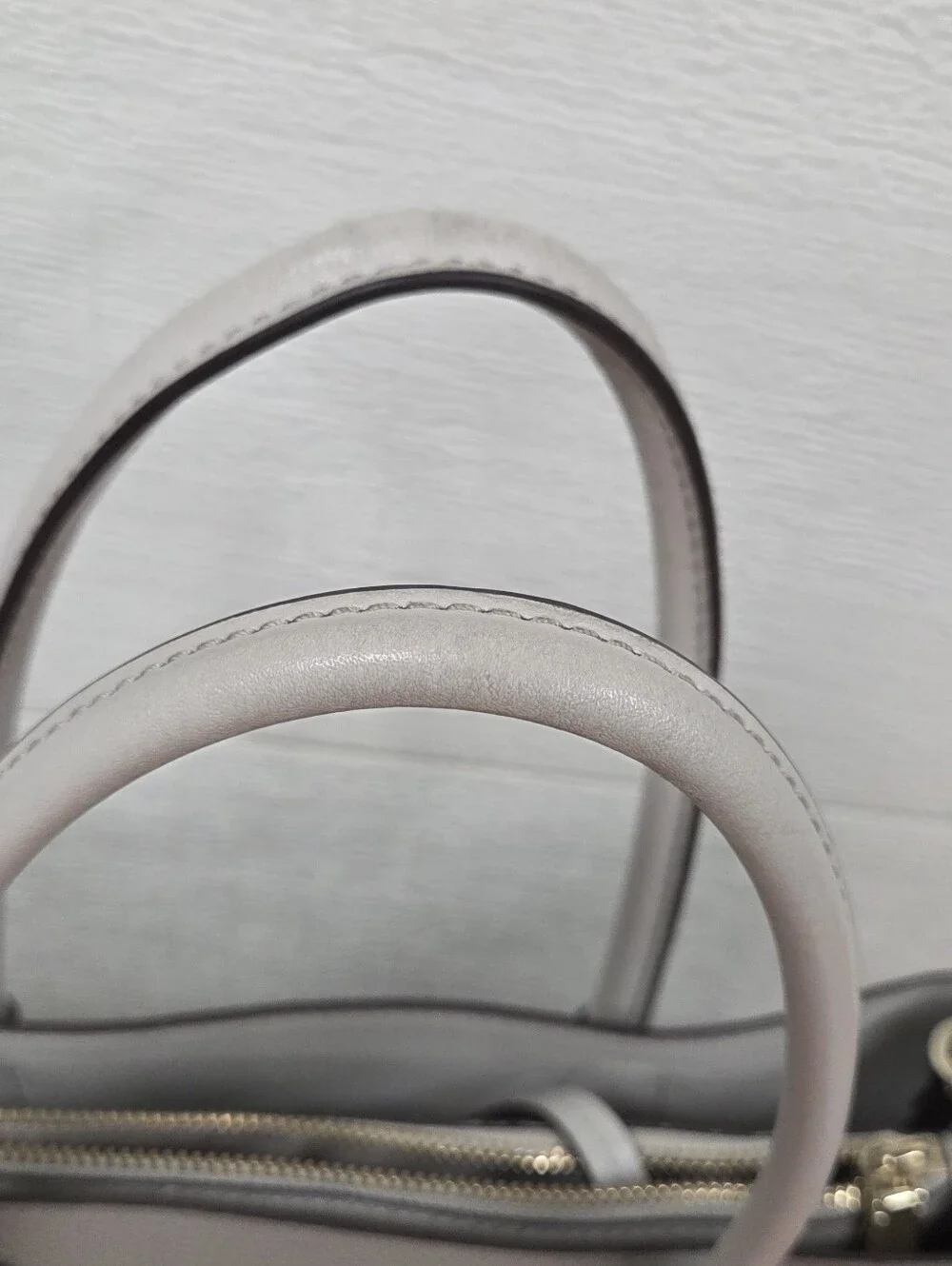 Michael Kors Light Gray Pebbled Leather Satchel with Shoulder Strap